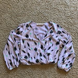 Astr the Label Pleated Long Sleeve Top